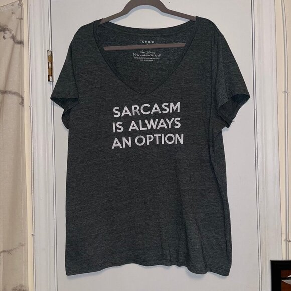 Torrid Size 2 Sarcasm Saying Graphic Tee Dark Green - Picture 5 of 8